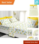 Breathable Yellow Pineapple King Size Microfiber Sheets - Easy Care Luxury. Fixed Price $52.24.