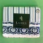 New Package - Ralph Lauren Jonquil Stripe Porcelain Blue Flat Sheet Twin. Fixed Price $36.00.