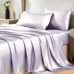 Cozylux Satin Sheets Size - 4 Piece Taro Purple Bed Queen,. Fixed Price $51.60.
