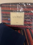 Ralph Lauren Studio Stripe Red King Duvet, 2 Navy Pillowcases. Fixed Price $247.50.