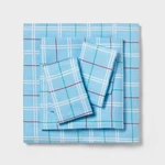 Twin Christmas Flannel Sheet Set Blue Plaid Wondershop Nwot :BD25-1. Fixed Price $25.00.