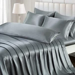Ersmak 7 Pieces Satin Sheets Set Queen Size, Luxury Silky Grey Bed Shee.... Fixed Price $38.93.