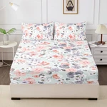 Hcora Floral Fitted Sheet With Pillow Cases, 100% Brushed Microfibre Deep Poc.... Fixed Price $32.06.