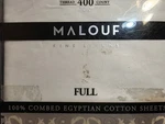 Malouf Full White 400 Thread Egyptian Cotton Sheet Set. Fixed Price $50.00.