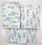 Garnet Hill Queen Sheet Set Flat & Fitted Pillow Cases Polka Dot Fish Cotton. Fixed Price $85.00.