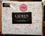Ralph Lauren Abstact Watercolor King Size Cotton Sheet Set Crisp Percale. Fixed Price $145.00.