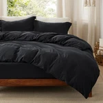 Duvet Cover Queen 90X90 4 Pieces Black Fitted Sheet Bedsure Size Prewashed. Fixed Price $74.99.