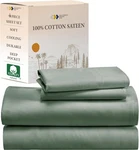 Queen Size 100% Cotton Bed Sheets Set Deep Pocket Soft Cooling Sateen Green. Fixed Price $63.99.
