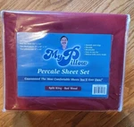 New Split King Percale Sheet Set My Pillow "red Wood" Burgandy 5 Piece. Fixed Price $79.99.