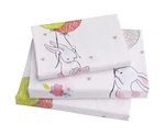 Cute Cartoon Rabbit Bunny 100% Cotton 3 Pieces Twin Sheet Set For Kids Girls .... Fixed Price $56.37.