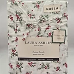 Laura Ashley Queen Sheet Set Cotton Percale Winter Berry Bright Christmas Holly. Fixed Price $74.99.