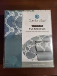 Comfort Bay Full Size Sheet Set Designer Print With Solid Flat Soft Teal. Fixed Price $9.65.