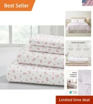 Elegant 4-PIECE King Sheet Set Soft Ivory Floral Deep Pocket Bedding. Fixed Price $50.34.
