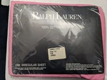 Ralph Lauren Cotton No Iron King Flat Sheet Pink Narrow Stripe Irregular New. Fixed Price $49.99.
