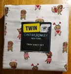 Cynthia Rowley Valentine's Day 3PC Twin Sheet Set Dachshund Dog Red Hearts. Fixed Price $27.97.