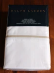 Ralph Lauren Cotton Percale Palmer Queen Flat Sheet White/ Tan Pale Flannel. Fixed Price $48.00.