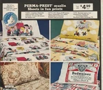 Vtg 1977 Sears Bed Sheets Peanuts Dumbo Budweiser Orig Print Ad 21X28CM Src 1304. Fixed Price $13.99.