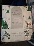 Threshold Queen 400THREAD Count Performance Holiday Sheet Set Green Holly Cotton. Fixed Price $39.99.