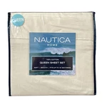 Nautica Queen Solid Cotton 4 Piece Sheet Set Cream Soft Smooth Up 18" New. Fixed Price $55.00.