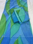 Vintage Vera Neumann King Fitted Sheet 2 + 1 Std Case Blue Green Abstract. Fixed Price $100.00.