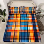 Erosebridal Boys Girls Plaid Fitted Sheet Queen Orange Blue Checkered Bed She.... Fixed Price $65.25.