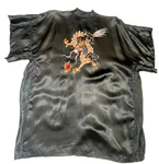 Vintage Black Rayon Kimono Robe Embroidered Colorful Dragon Hong Kong Pockets. Fixed Price $28.79.