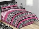Wild Zebra Animal Print Safari Black Pink Twin Bed-in-bag Jungle Comforter Set. Fixed Price $83.24.