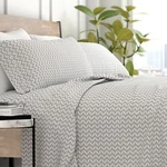 Kaycie Gray Fashion 4 Piece Ultra Soft Microfiber Puffed Chevron Bed Sheet Set. Fixed Price $59.99.