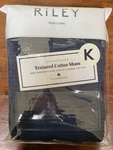 King Pillow Shams Set Of Riley Textured Cotton Navy Blue 20"X36" Brand New. Fixed Price $54.99.