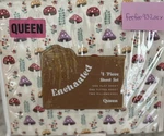 Retro Enchanted Queen Sheet Set Red Purple Yellow Mushrooms. Fixed Price $44.00.