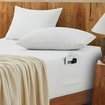 3PCS Extra Deep Pocket Queen Fitted Sheet With 2 Pillow Cases Set, White Bott.... Fixed Price $28.43.