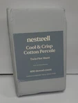 Nestwell Cotton Sateen 400 Thread Count Illusion Blue Twin Flat Sheet Nip Bb&b. Fixed Price $20.00.