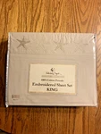 Panama Jack 100% Cotton Percale Beige Embroidered Starfish King Sheet Set Nip. Fixed Price $63.14.