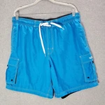 Speedo Men Swimwear Medium Blue Trunks Pockets Drawstring High Rise 8 Inseam. Fixed Price $9.02.