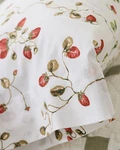 Garnet Hill Strawberry Patch Organic-cotton Percale King Flat Sheet 114"/102"NEW. Fixed Price $99.95.
