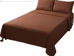 Queens FLAT-FITTED-2 Pillow Cases Sheet Set Deep Pocket 100% Microfiber Brown,. Fixed Price $22.00.