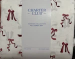 Lux Charter Club Damask 100% Cotton 550 Tc Full Sheet Set White W/red Bows $120. Fixed Price $59.00.