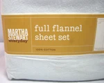 New Martha Stewart 2008 Flannel Sheet Set Full 100% Cotton Porcelain Blue Color. Fixed Price $39.99.
