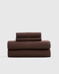 Quince European Linen Sheet Set 4-PIECE Queen Expresso Brown Nwt Msrp $500. Fixed Price $170.00.