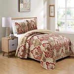 Kids Zone Home Linen Bedspread Set Damask Pattern Taupe Burgundy Brown. Fixed Price $44.81.