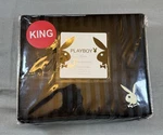 New Rare Playboy Home Black Satin 4 Piece Sheet Set King 2008. Fixed Price $80.00.