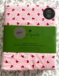 Kate Spade 100% Cotton Brushstroke Hearts Pink 4PC Full Sheet Set Nip. Fixed Price $59.99.