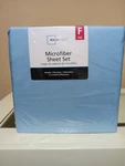 Mainstays Basics Microfiber Sheet Set, Full, Blue. Fixed Price $10.00.