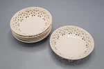 Ralph Lauren Dunham Pierced Fruit Dessert Bowls Saucer? -5 3/8"D Set 6 Free Ship. Fixed Price $135.00.