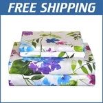 Breathe Life Into Your Bedroom: King Floral Cotton Percale Sheet Set - 4 Pieces. Fixed Price $83.19.