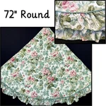 Rare Vtg Laura Ashley 72" Round Ruffled Tablecloth Cottage Rose Pink Shabby Chic. Fixed Price $24.95.