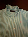 Ralph Lauren Men Button Down Shirt Turquoise White Stripe Pink Pony Logo. Fixed Price $9.99.