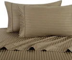 Royal Hotel Bedding Stripe Taupe Queen Size Sheets, 4PC Set, 100% Cott. Fixed Price $107.99.