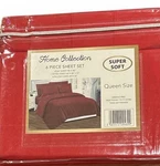 Home Collection Bamboo 2000 Queen Sheet Set 6PC Red Deep Pocket Wrinkle Free Nwt. Fixed Price $33.99.