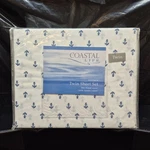 Coastal Life Twin Sheet Set White/blue Nautical Anchor Pattern 100% Cotton 300CT. Fixed Price $29.99.